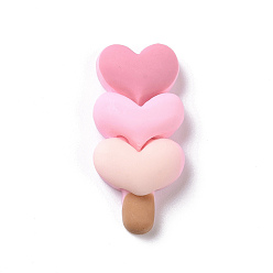 Pink Cute Opaque Resin Decoden Cabochons, Ice Cream with Heart, Imitation Food, Pink, 32x15x8mm