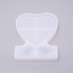 White Heart Photo Frame Silicone Molds, Resin Casting  Molds, For UV Resin, Epoxy Resin Jewelry Making, White, 190x158x33mm