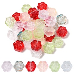 Mixed Color 35Pcs Transparent Spray Painted Glass Beads, Plum Blossom Flower, Mixed Color, 10x11x4mm, Hole: 1mm
