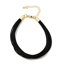 Черный Женские полиэстеровые браслеты, многожильных браслеты, золотые, чёрные, 7.24 дюйм (18.4 см)