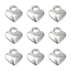 Silver Tibetan Style Alloy Heart Charms, Cadmium Free & Nickel Free & Lead Free, Silver, 8x7x2.5mm, Hole: 2mm