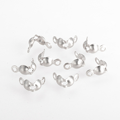 Stainless Steel Color 304 Stainless Steel Bead Tips, Calotte Ends, Clamshell Knot Cover, Stainless Steel Color, 8x4mm, Hole: 1mm