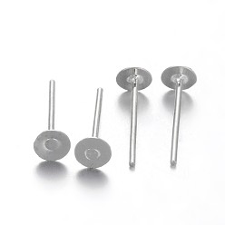 Platinum Rack Plating Iron Ear Studs Findings, Cadmium Free & Nickel Free & Lead Free, Platinum, 12x4mm, Pin: 0.6mm