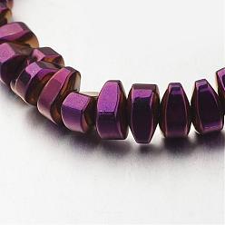 Purple Plated Electroplate Non-magnetic Synthetic Hematite Bead Strands, teardrop, Purple Plated, 6x4x3mm, Hole: 1mm, about 135pcs/strand, 15.7 inch