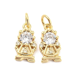 Прозрачный Подвески из латуни с цирконием для женщин, долговечный, без свинца и без кадмия, реальный 18 k позолоченный, прозрачные, 13.5x7.5x3 мм