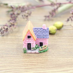 Pink Resin Villa House Figurines Display Decorations, Micro Landscape Garden Decoration, Pink, 20x25x30mm