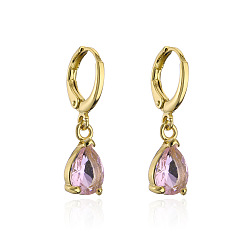 41739 Geometric Waterdrop Earrings with Copper Plating and Zirconia Inlay for Women