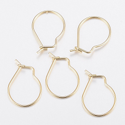 Golden 304 Stainless Steel Hoop Earrings Findings Kidney Ear Wires, Golden, 18x13x0.8mm