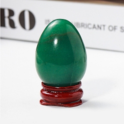 Aventurine Easter Raw Natural Aventurine Egg Display Decorations, Wood Base Reiki Stones Statues for Home Office Decorations, 40x25mm