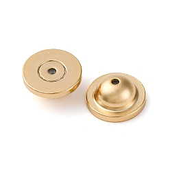 Настоящее золото 24K Фурнитура для сережек-гвоздиков из латуни, круглые, реальный 24 k позолоченный, 8x4 мм, отверстие : 1 мм