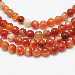 Chocolate Natural Red Agate Bead Strands, Dyed, Round, Chocolate, 6mm, Hole: 1mm, about 62pcs/strand, 14 inch