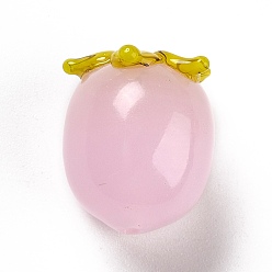 Бледно-Розовый Осенняя тематика бусины лэмпворк ручной работы, хурма, розовый жемчуг, 14x12 мм, отверстие : 1.2 мм