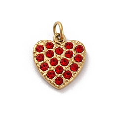 Рубин 304 из нержавеющей стали горный хрусталь подвески, ионное покрытие (ip), сердце, реальный 14 k позолоченный, рубин, 11.5x10x2 мм, отверстие : 2.5 мм