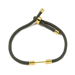Темно-оливково-зеленый Плетеный браслет из нейлонового шнура, с латунной фурнитурой , реальный 18 k позолоченный, темно-оливковый зеленый, 9-1/2 дюйм (24 см), ссылка: 24x4 mm