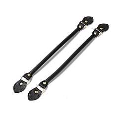 Black Leaf End Microfiber Leather Sew on Bag Handles, with Alloy Studs & Iron Clasps, Bag Strap Replacement Accessories, Black, 39.5x3.15x1.25cm