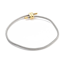 Светло-серый Изготовление браслетов из плетеной стальной проволоки, с золотыми тонами латунных бус, светло-серый, внутренний диаметр: 3-1/8 дюйм (8 см)