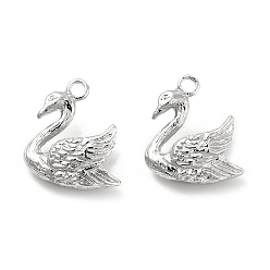 Real Platinum Plated Brass Pendants, Goose Charm, Real Platinum Plated, 16.5x15x6.5mm, Hole: 1.5mm