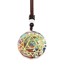 Sun Resin & Natural & Synthetic Mixed Gemstone Pendant Necklaces, Sun, 25.59 inch(65cm)