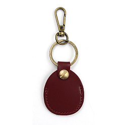 Dark Red PU Imitation Leather Keychains, with Metal Finding, Dark Red, 11.5cm