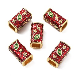 Красный Латунь микропаве прозрачный кубический цирконий европейский бисер, бусины с большим отверстием, прямоугольник со звездой и глазом, с эмалью, стойки покрытие, без кадмия и без свинца, долговечный, красные, 20x11x10 мм, отверстие : 7x7 мм
