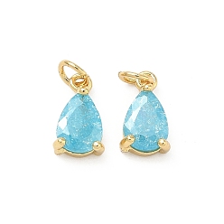 Светло-Голубой Кулон из циркония, слезинки, без свинца и без кадмия, стойки покрытие, долговечный, реальный 18 k позолоченный, Небесно-голубой, 10x5.5x4 мм, Перейти кольцо: 4x0.8 мм, 2.5 мм внутренним диаметром