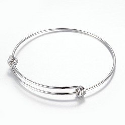 Stainless Steel Color Adjustable 304 Stainless Steel Expandable Bangle Making, Stainless Steel Color, 2-3/8 inch(61mm)