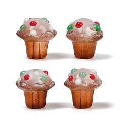 Верблюжий Стеклянные бугорчатые бусины, мороженое, с эмалью, окрашенный и сердечный, верблюжие, 13.5x13 мм, отверстие : 1.6 мм