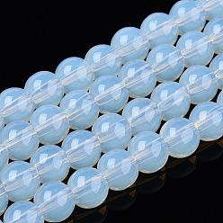 Creamy White Transparent Glass Beads Strands, Round, Creamy White, 6~6.5mm, Hole: 1.4mm, about 67~70pcs/strand, 14.76 inch~15.16 inch(37.5~38.5cm)