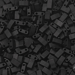 (HTL401F) Matte Black MIYUKI Half TILA Beads, Japanese Seed Beads, 2 Hole, (HTL401F) Matte Black, 5x2.3x1.9mm, Hole: 0.8mm, about 250pcs/10g