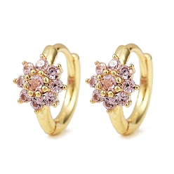 Настоящее золото 18K Латунные микро проложить серьги обруча кубического циркония, снежинка, без кадмия и без свинца, стойки покрытие, долговечный, реальный 18 k позолоченный, 11x7.5x13 мм