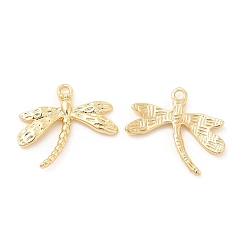 Real 18K Gold Plated Brass Pendants, Dragonfly Charm, Real 18K Gold Plated, 20x23.5x2.5mm, Hole: 1.8mm
