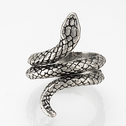 Antique Silver Alloy Finger Rings, Wide Band Rings, Snake, Antique Silver, US Size 6(16.5mm)