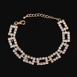 golden Bride Bracelet & Chain Set with Sparkling Rhinestones - Elegant Wedding Accessories.
