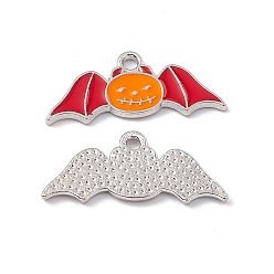 (123L) Белый крем непрозрачный блеск Подвески из эмали и сплава, очарование летучей мыши, платина, огнеупорный кирпич, 11x26x1.5 мм, отверстие : 1.8 мм