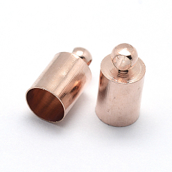 Rose Gold Brass Cord Ends, End Caps, Rose Gold, 10x5mm, Hole: 1mm, Inner Diameter: 4.5mm