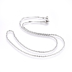 Stainless Steel Color 304 Stainless Steel Singapore Chain Necklaces, Water Wave Chain Necklaces, Twisted Chain Necklaces, with 304 Stainless Steel Beads and Clasps, Stainless Steel Color, 18.1 inch(46cm), 1.7mm