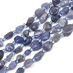 Tanzanite Brins de perles naturelles de tanzanite, nuggets, Grade a, 6~10x6~8.5x3.5~5.5mm, Trou: 0.8mm, Environ 43~49 pcs/chapelet, 15.75'' (40 cm)