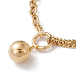 Golden Round Lock Pendant Necklace for Women, Vacuum Plating 304 Stainless Steel Chain Necklace, Golden, 16.93 inch(43cm)