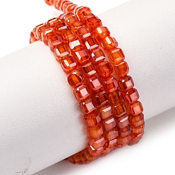 Оранжево-Красный Бусины из кубического циркония, граненые квадратные, оранжево-красный, 3x3x3 мм, отверстие : 0.6 мм, около 115 шт / нитка, 14.17'' (36 см)