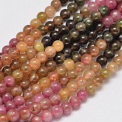 Tourmaline Round Natural Tourmaline Beads Strands, Grade A, 6mm, Hole: 1mm, about 64pcs/strand, 15.7 inch
