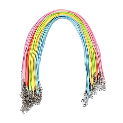 Mixed Color 30Pcs 5 Colors Waxed Cord Necklace Making, with Zinc Alloy Lobster Clasps, Platinum, Mixed Color, 17-3/4 inch~18 inch(45.5~46cm), 2mm, 6pcs/color