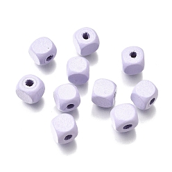 лаванда Спрей окрашены деревянные бусины, квадратный, лаванда, 8x8x8 мм, отверстие : 2.5~3 мм