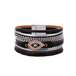 Leather Bohemian Ethnic Style Eye-shaped Bracelet with Vintage Wide Brim - European and American Fashion
