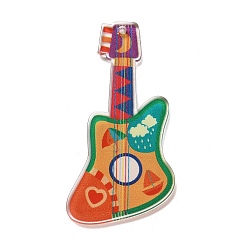 Umbrella Instrument Theme Translucent Resin Big Pendants, Colorful Guitar Charms, Umbrella, 52x27x2.2mm, Hole: 1.8mm