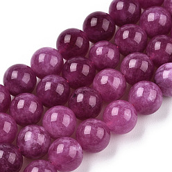Medium Violet Red Natural Quartz Beads Strands, Dyed & Heated, Imitation Tourmaline, Round, Medium Violet Red, 8~8.5mm, Hole: 1.2mm, about 47pcs/strand, 15.35 inch(39cm)
