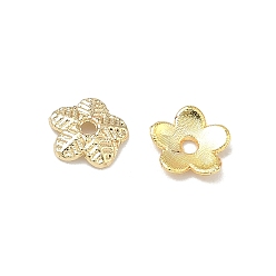 Light Gold Сплав шарик крышки, долговечный, стойки покрытие, цветок, золотой свет, 5.5x6.5x1.5 мм, отверстие : 1 мм