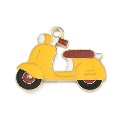 Oro Colgantes de la aleación del esmalte, encantos de moto, la luz de oro, oro, 19x25x1 mm, agujero: 1.9 mm