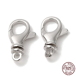 Platinum Rhodium Plated 925 Sterling Silver Lobster Claw Clasps, with 925 Stamp, Platinum, 16x10x5mm, Hole: 1.8mm