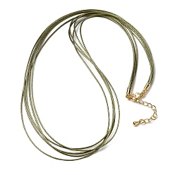 Цвет Оливы 1мм вощеный шнур 5-образное ожерелье, с латунными выводами и 304 застежками из лобстера из нержавеющей стали, золотые, оливковый, 18.90 дюйм (48 см)