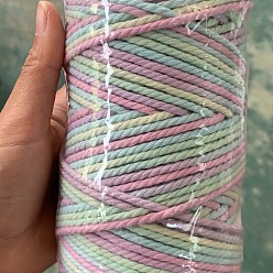 Colorful Gradient Color Cotton String Threads, Macrame Cord, Decorative String Threads, for DIY Crafts, Gift Wrapping and Jewelry Making, Colorful, 3mm
